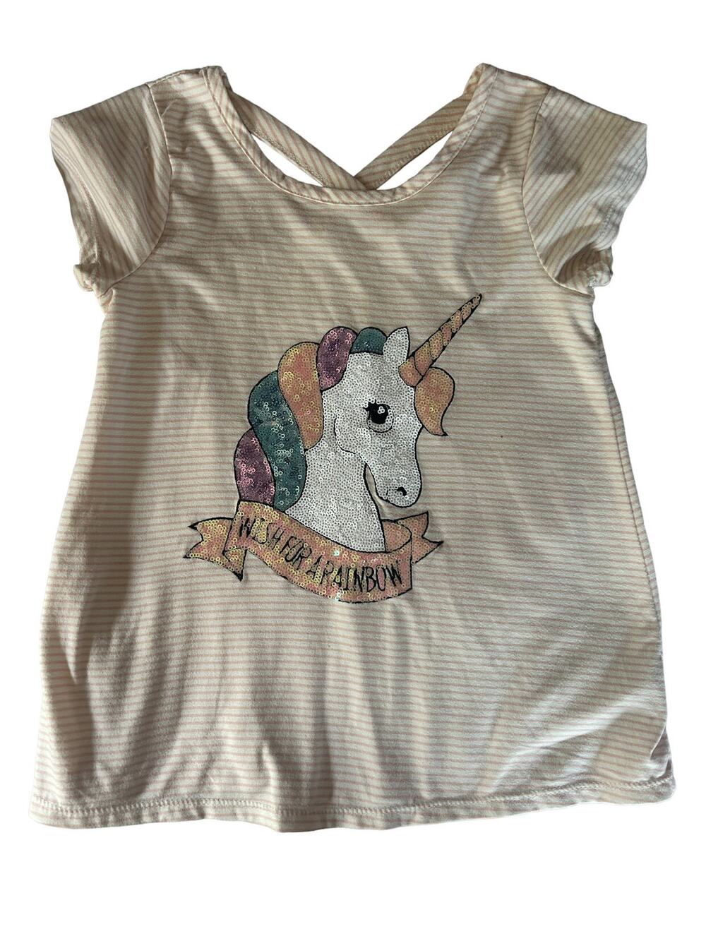 Btween Pink Stripe Unicorn Shirt size 8